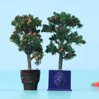 Кукольный домик в миниатюре 1:12, имитация фруктовых деревьев в горшках, комнатные растения, кукольный декор