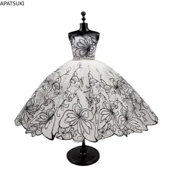 Белое Черное платье-пачка с бабочкой для куклы Барби, аксессуары для кукол 1/6, одежда для танцев, 3-слойная юбка, вечернее платье