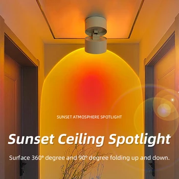 Новый светодиодный светильник sunset spotlight, устанавливаемый на поверхности / встраиваемый в потолок, точечное освещение для отделки Гостиной, спальни, прихожей