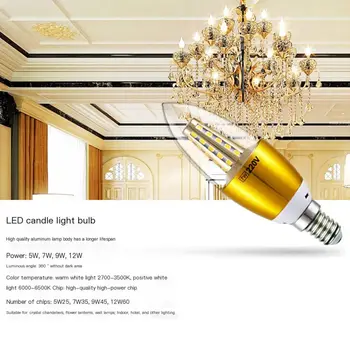 Лампы накаливания белая лампочка мощностью 6500 К 5 Вт Светодиодная лампочка e14 E27 5W7W9W12W